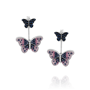 עגילים משובצים אבני חן: Butterfly Earrings ER 501-001
